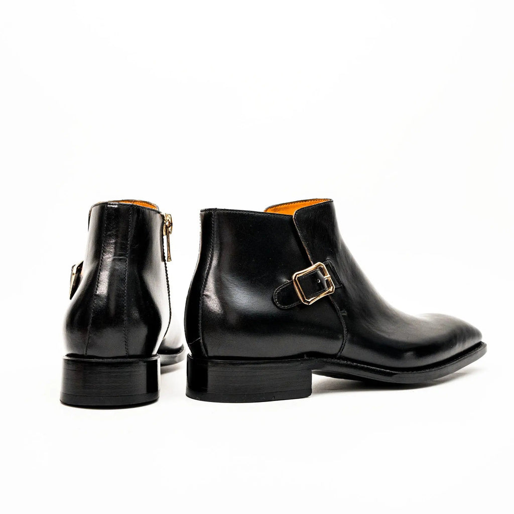 Black Calfskin Monk Strap Boot DIVINCH