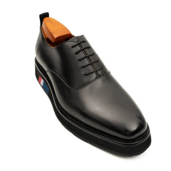 Black Plain-Toe Calf Leather Oxford Shoes