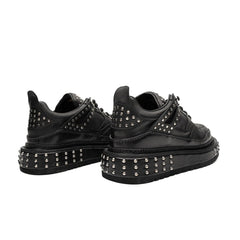 Black Calfskin Studded Platform Sneakers Divinch