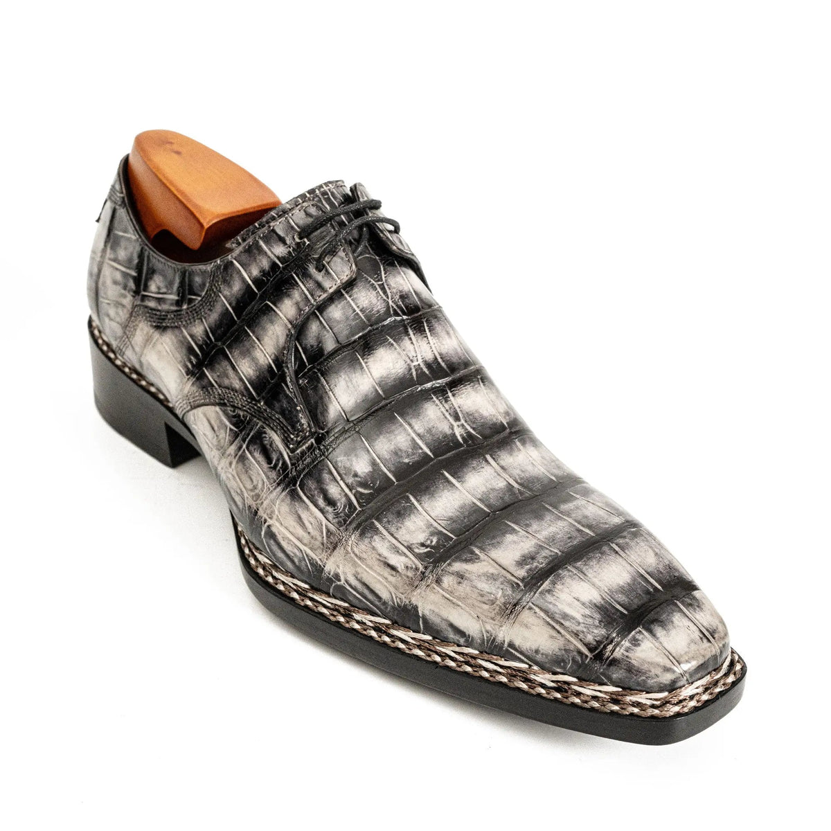 Black Croc-Pattern Norwegian Oxford DIVINCH