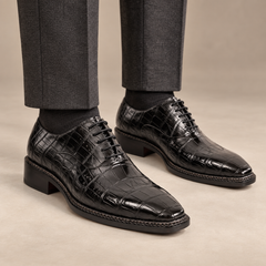 Black Textured Lace-Up Dress Shoe — DIVINCH hero image