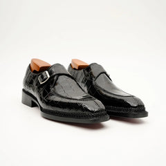 Black Crocodile Monk Strap Shoe DIVINCH