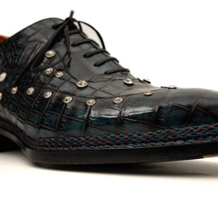 Black Crocodile Norwegian Oxford Shoes DIVINCH