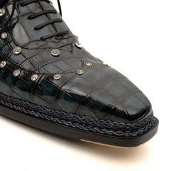 Black Crocodile Norwegian Oxford Shoes DIVINCH