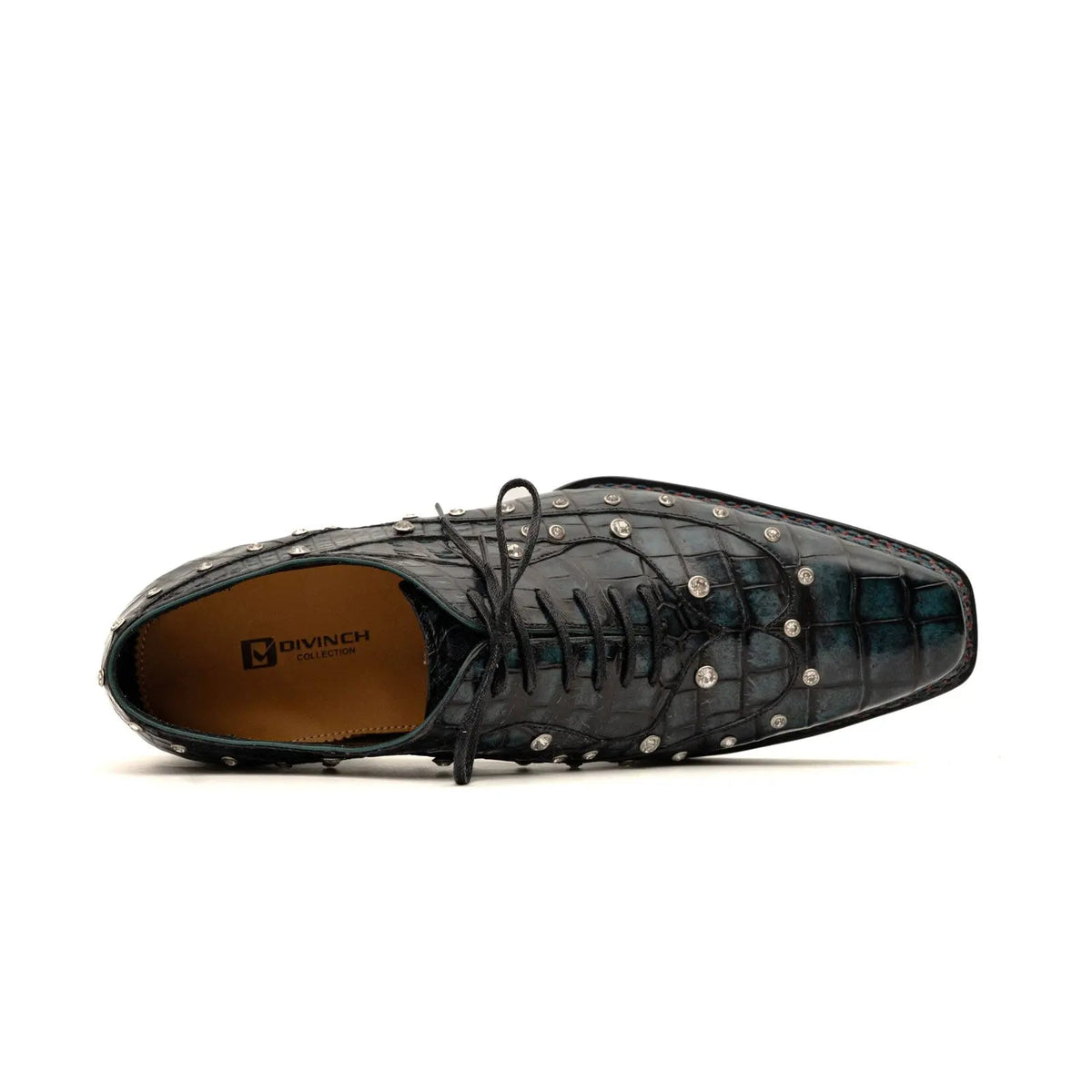 Black Crocodile Norwegian Oxford Shoes DIVINCH