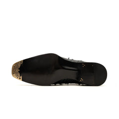 Black Crocodile Norwegian Oxford Shoes DIVINCH