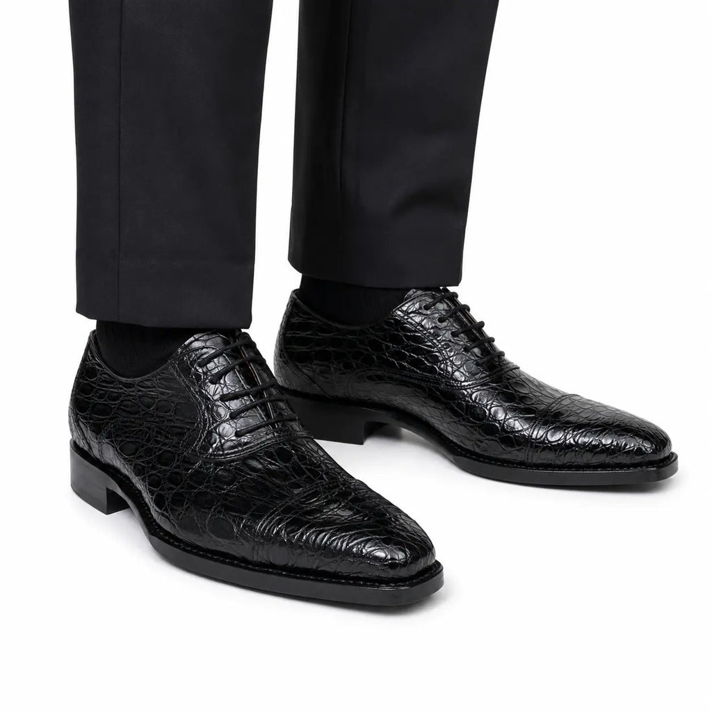 Black Crocodile-Textured Dress Shoe DIVINCH