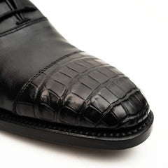 Black Crocodile-Textured Oxford DIVINCH