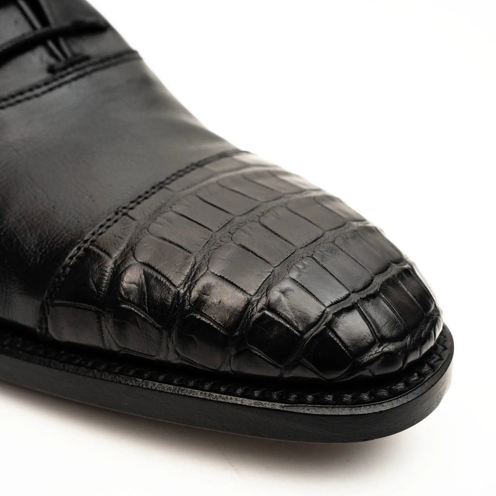 Black Crocodile-Textured Oxford DIVINCH