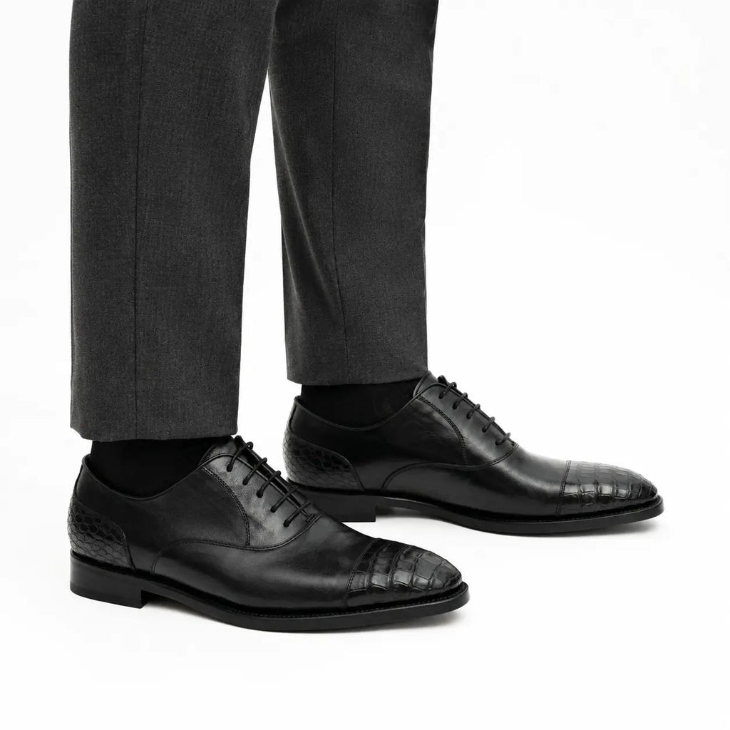 Black Crocodile-Textured Oxford DIVINCH
