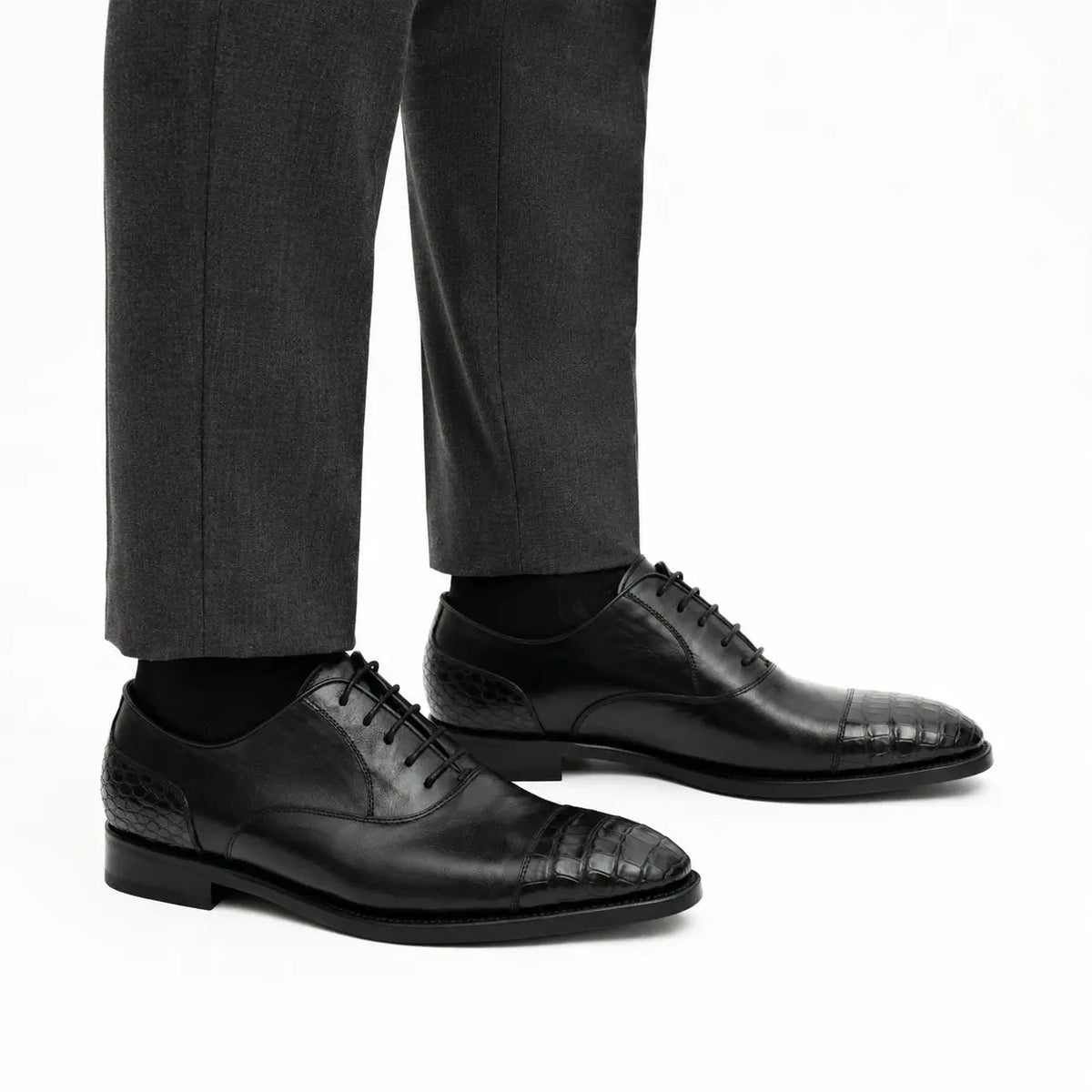 Black Crocodile-Textured Oxford DIVINCH