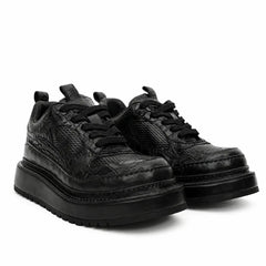 Black Crocodile-Textured Platform Sneaker DIVINCH