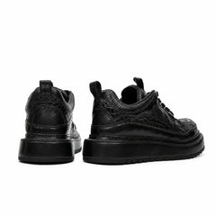 Black Crocodile-Textured Platform Sneaker DIVINCH