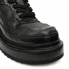 Black Crocodile-Textured Platform Sneaker DIVINCH