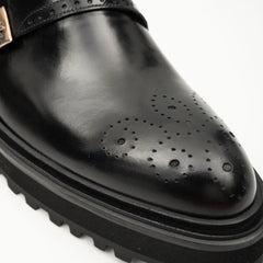 Black Dual-Buckle Chunky Sole Brogues Divinch