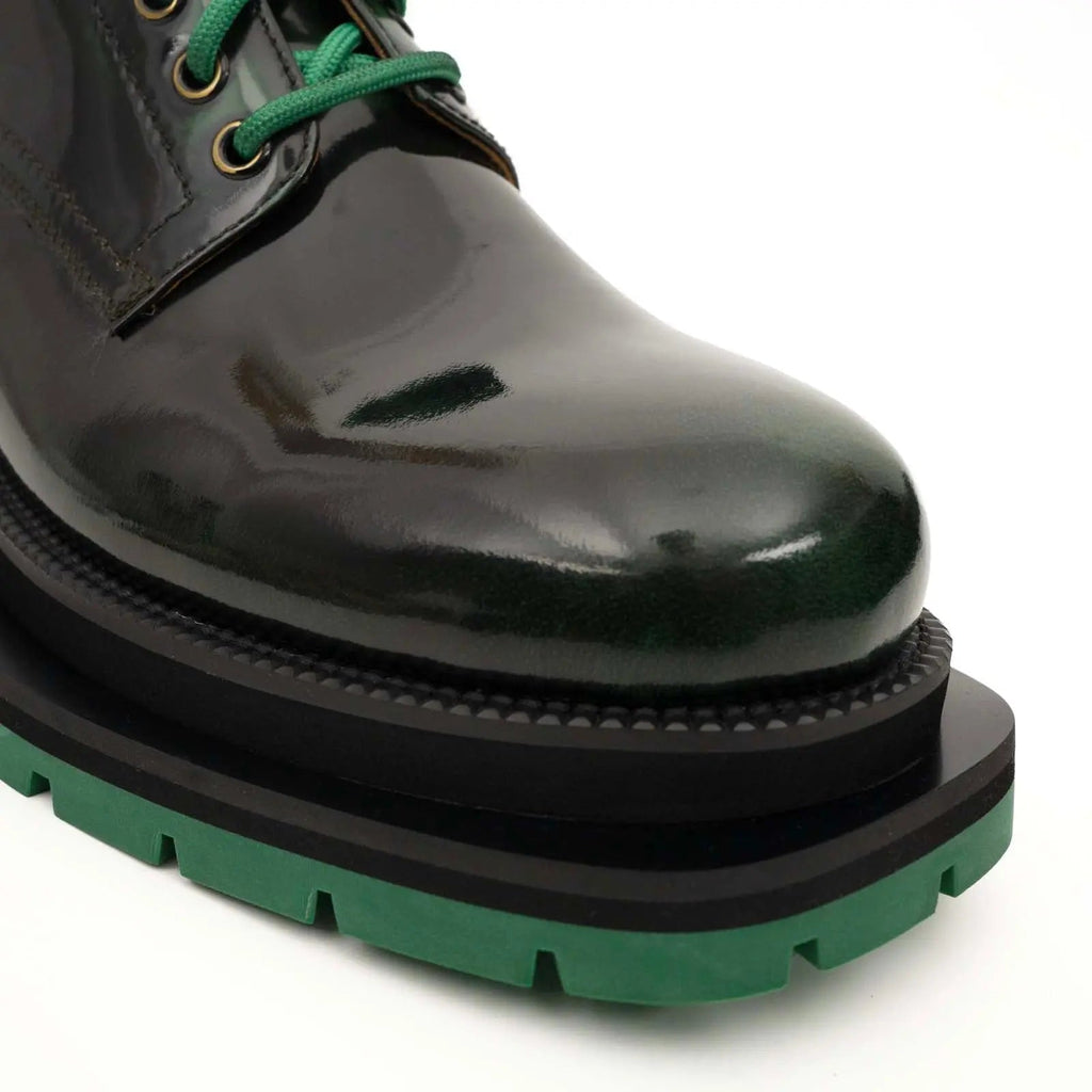 Black-Green Leather Platform Derbies DIVINCH