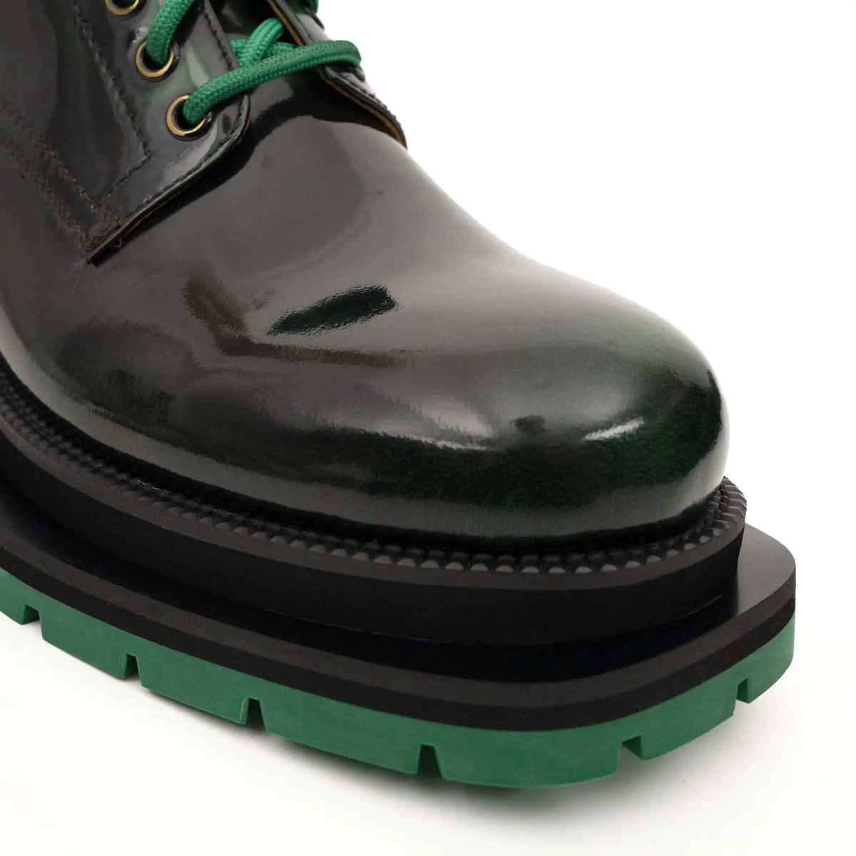 Black-Green Leather Platform Derbies DIVINCH