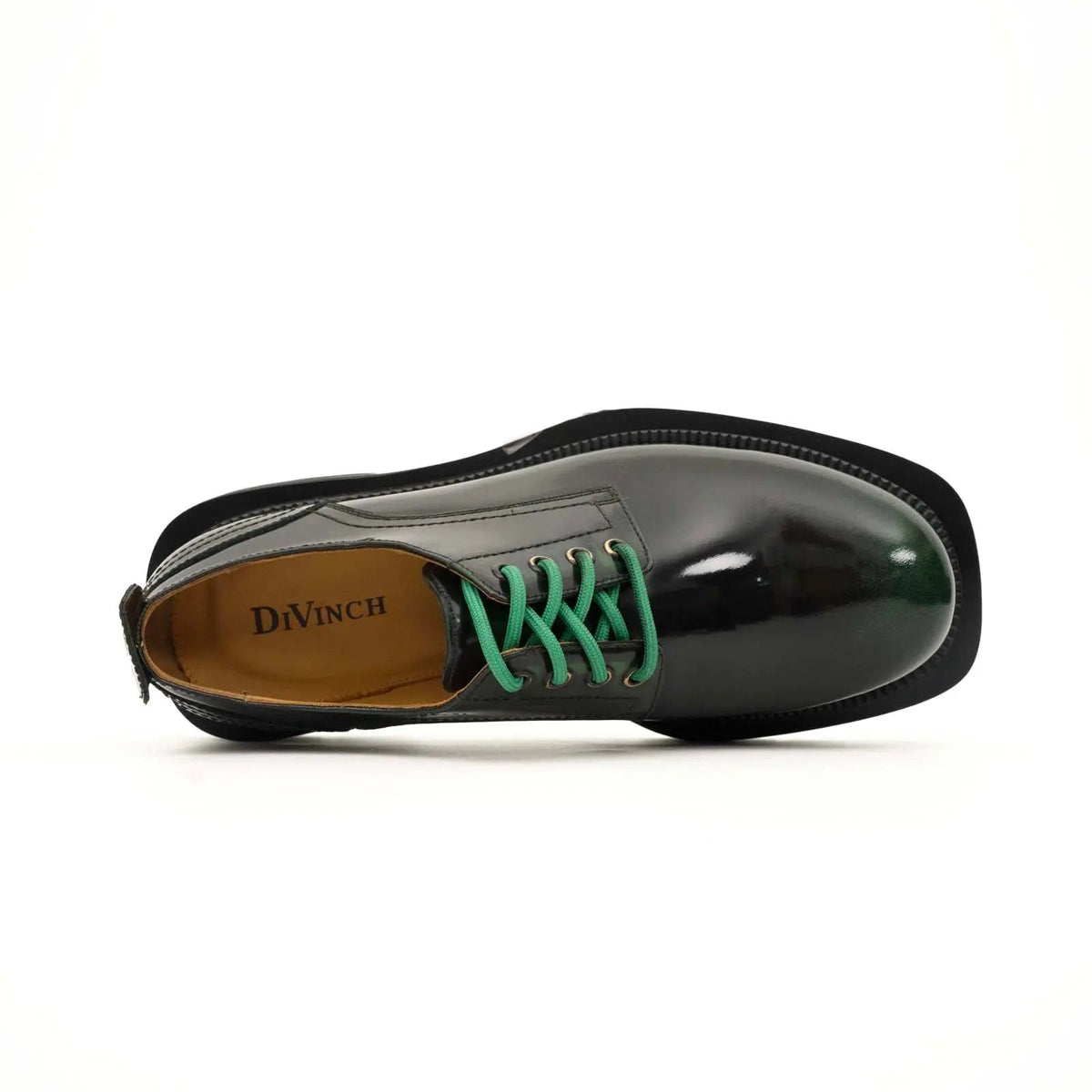 Black-Green Leather Platform Derbies DIVINCH