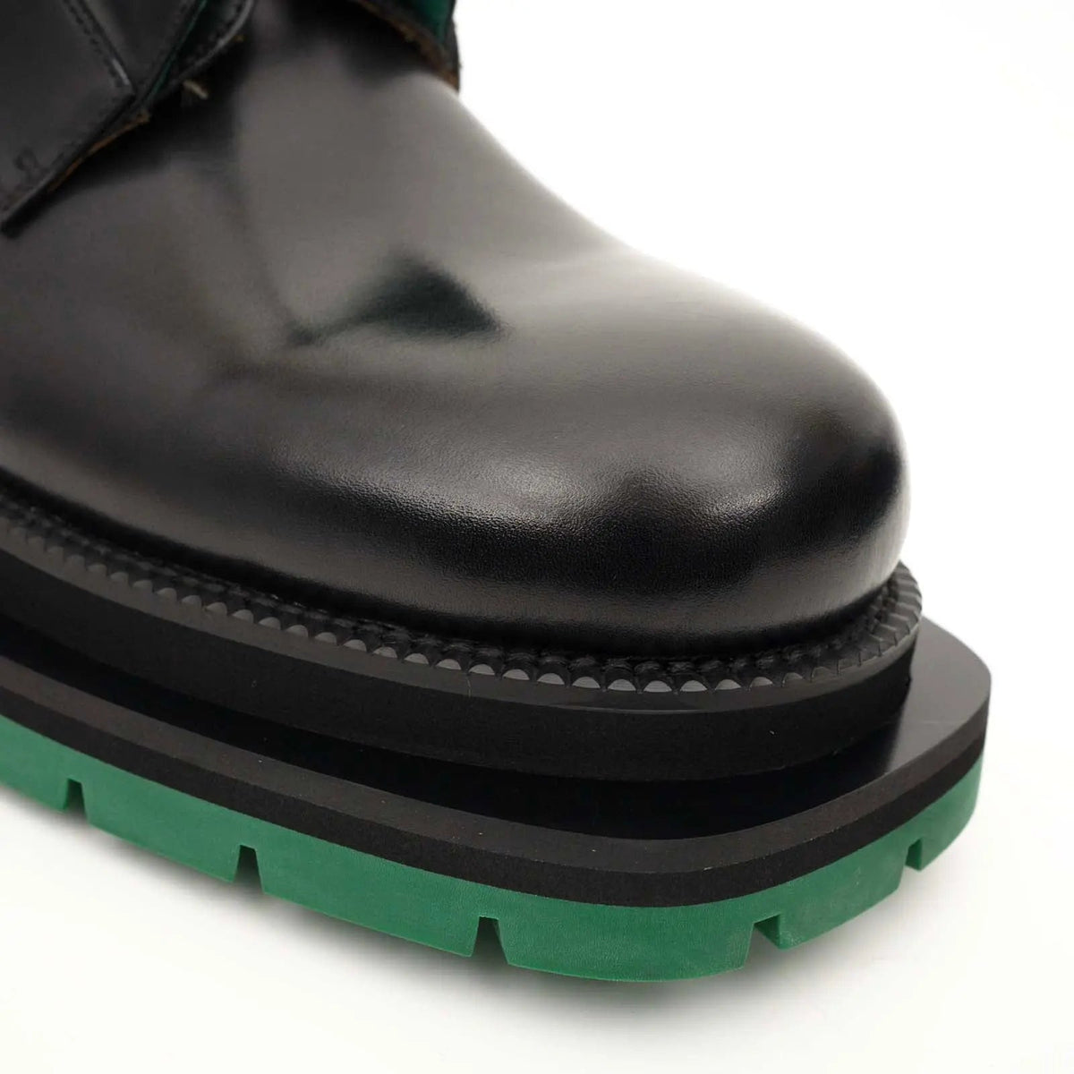 Black Green Lug Sole Derby Shoes DIVINCH