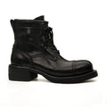Black Horsehide Cap-Toe Combat Boots DIVINCH