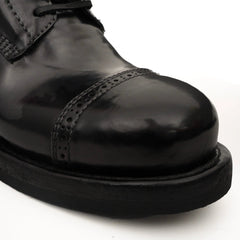Black Horsehide Cap-Toe Combat Boots DIVINCH