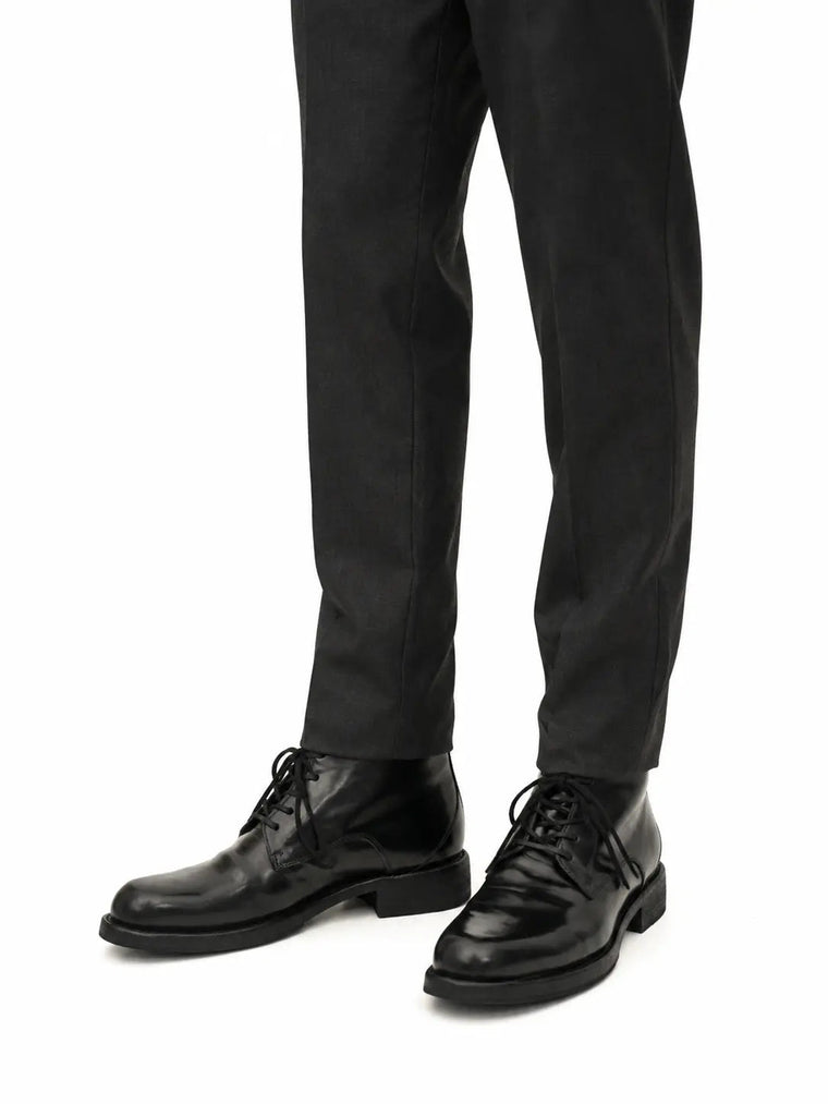 Black Glossy Plain-Toe Ankle Boot