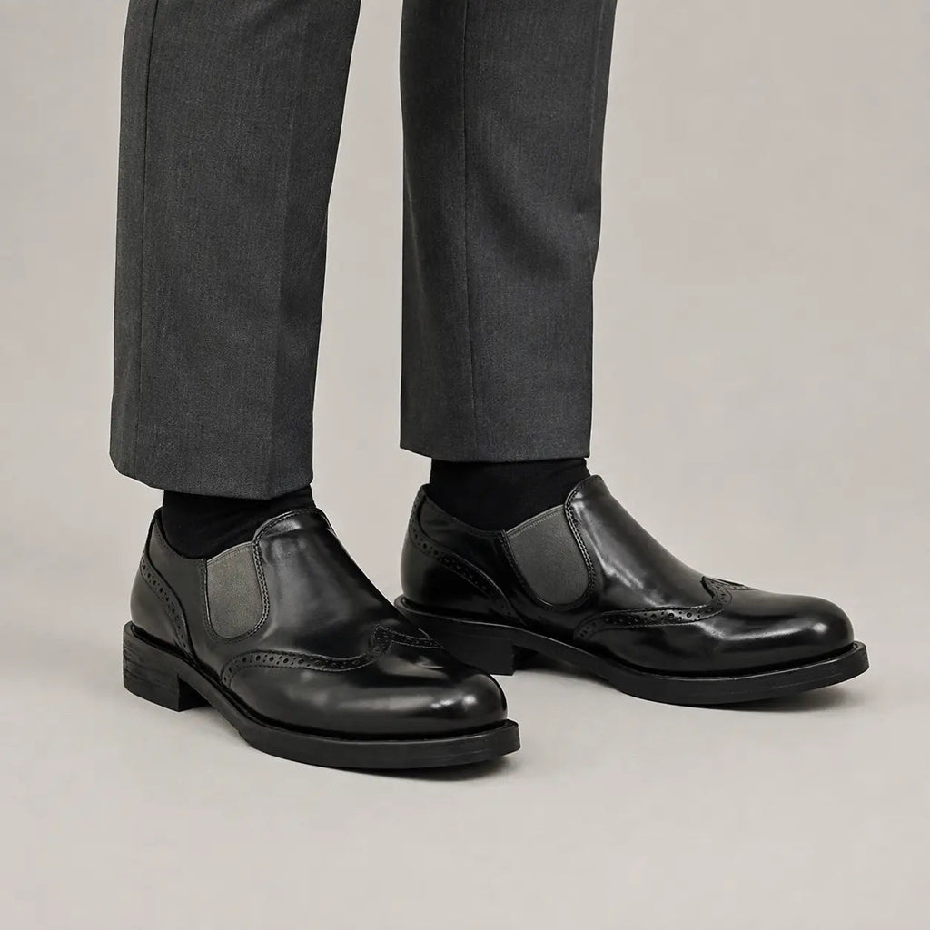 Black Horsehide Slip-On Loafers on-foot product photo