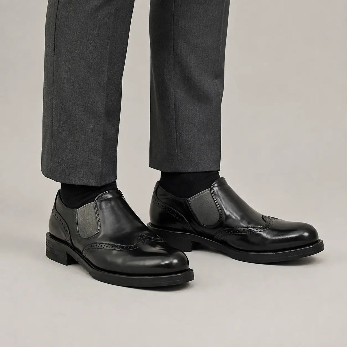 Black Horsehide Slip-On Loafers on-foot product photo