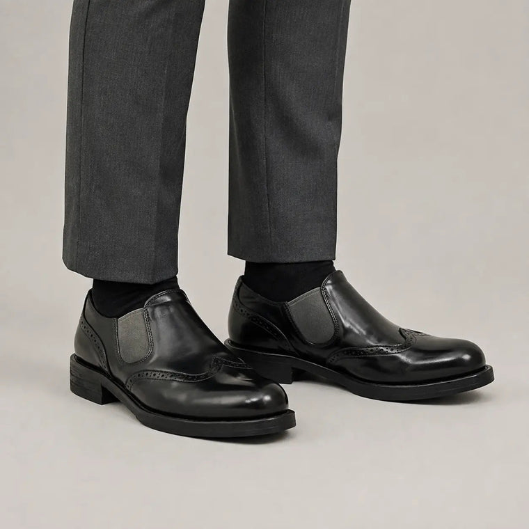 Black Slip-On Shoe with Rounded Toe
