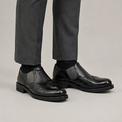Black Horsehide Slip-On Loafers on-foot product photo