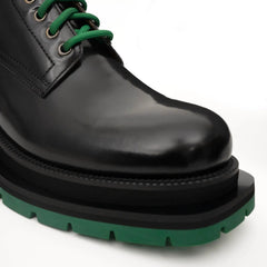 Black Lace-Up Boots with Green Sole DIVINCH