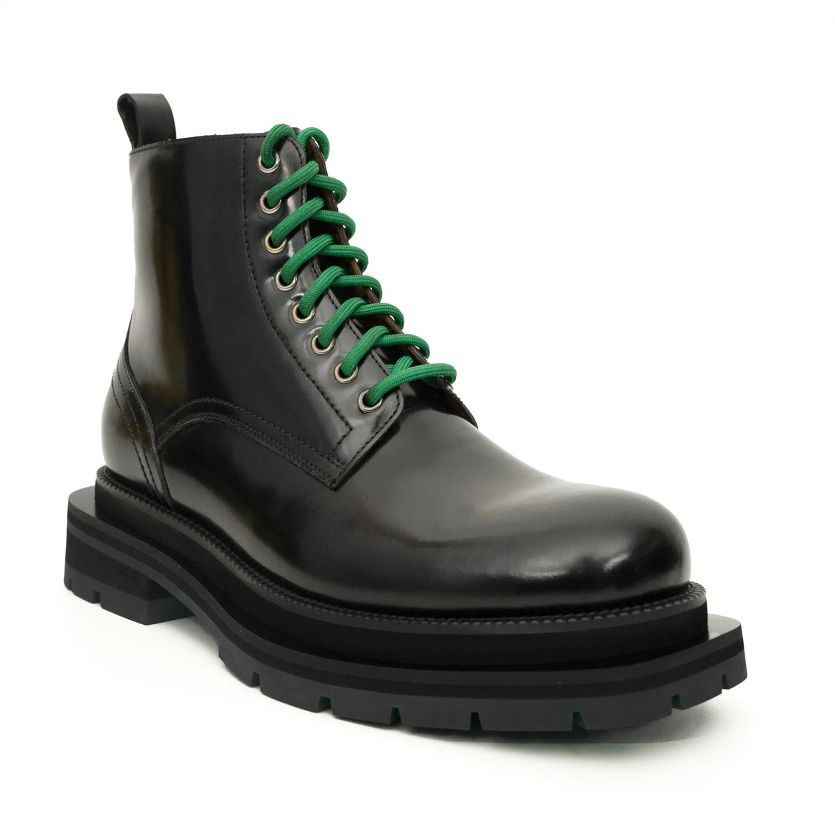 Black Leather Boots with Green Laces DIVINCH