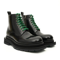 Black Leather Boots with Green Laces DIVINCH