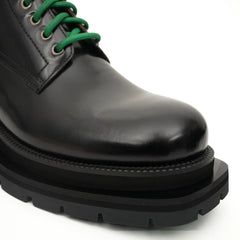 Black Leather Boots with Green Laces DIVINCH