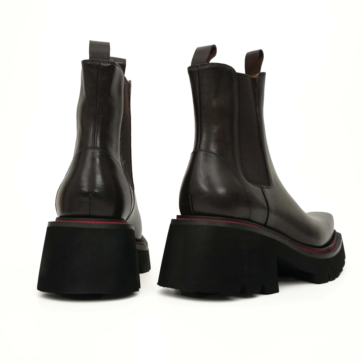 Black Leather Chelsea Lug Sole Boots DIVINCH