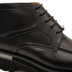 DIVINCH 6208B black leather lace-up ankle boots upper and stitching detail