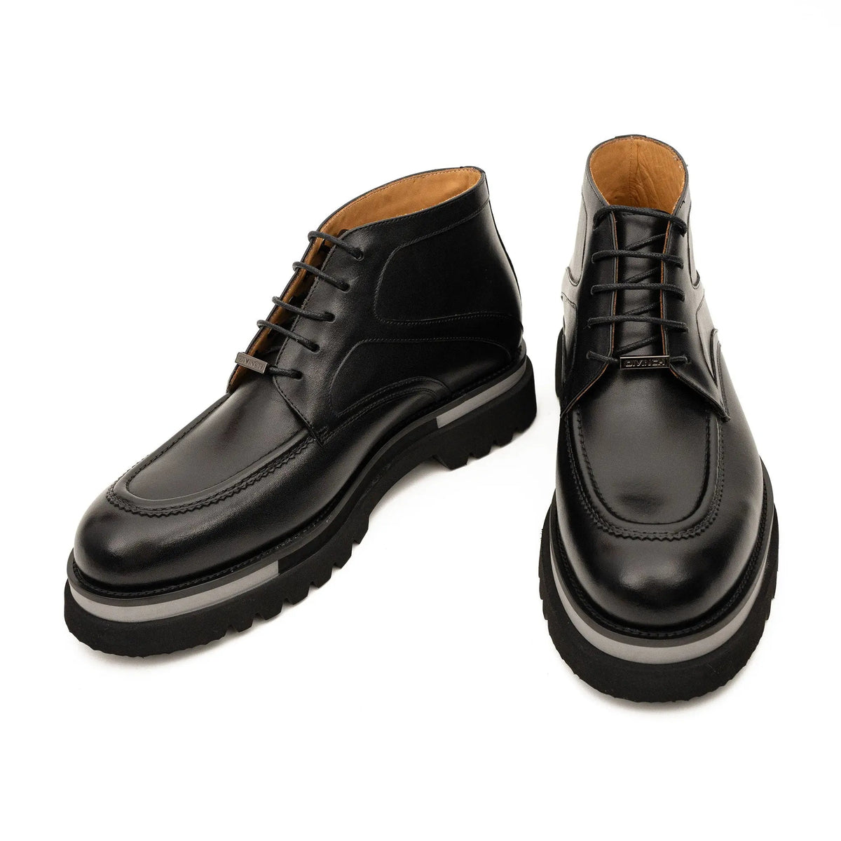 DIVINCH 6208B black leather lace-up ankle boots top pair view