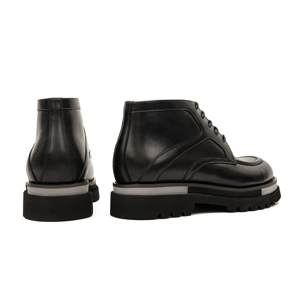 DIVINCH 6208B black leather lace-up ankle boots rear pair view