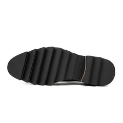 Black Leather Monk Strap Shoes with Chunky Soles DIVINCH