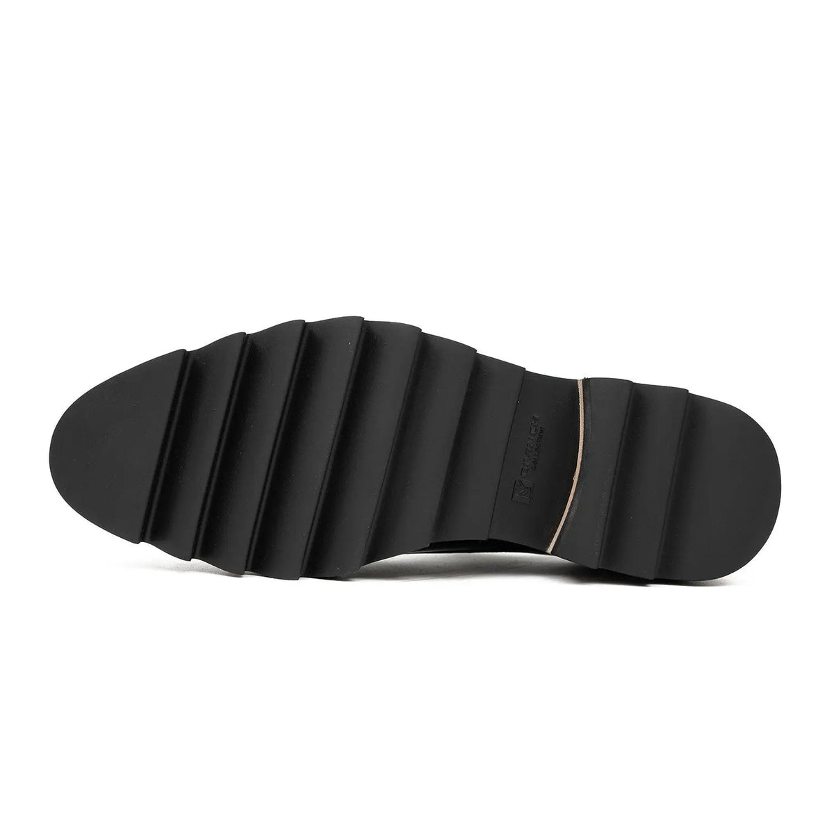 Black Leather Monk Strap Shoes with Chunky Soles DIVINCH