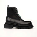 Black Leather Side-Zip Lug Sole Boots DIVINCH