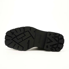 Black Leather Side-Zip Lug Sole Boots DIVINCH