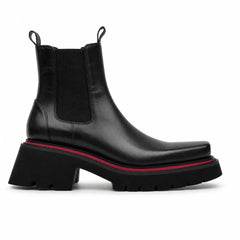 DIVINCH 5036B black lug sole Chelsea boots white background side view