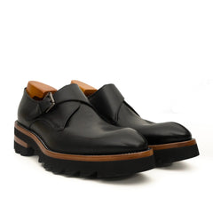 Black Lug Sole Monk Strap Shoes DIVINCH