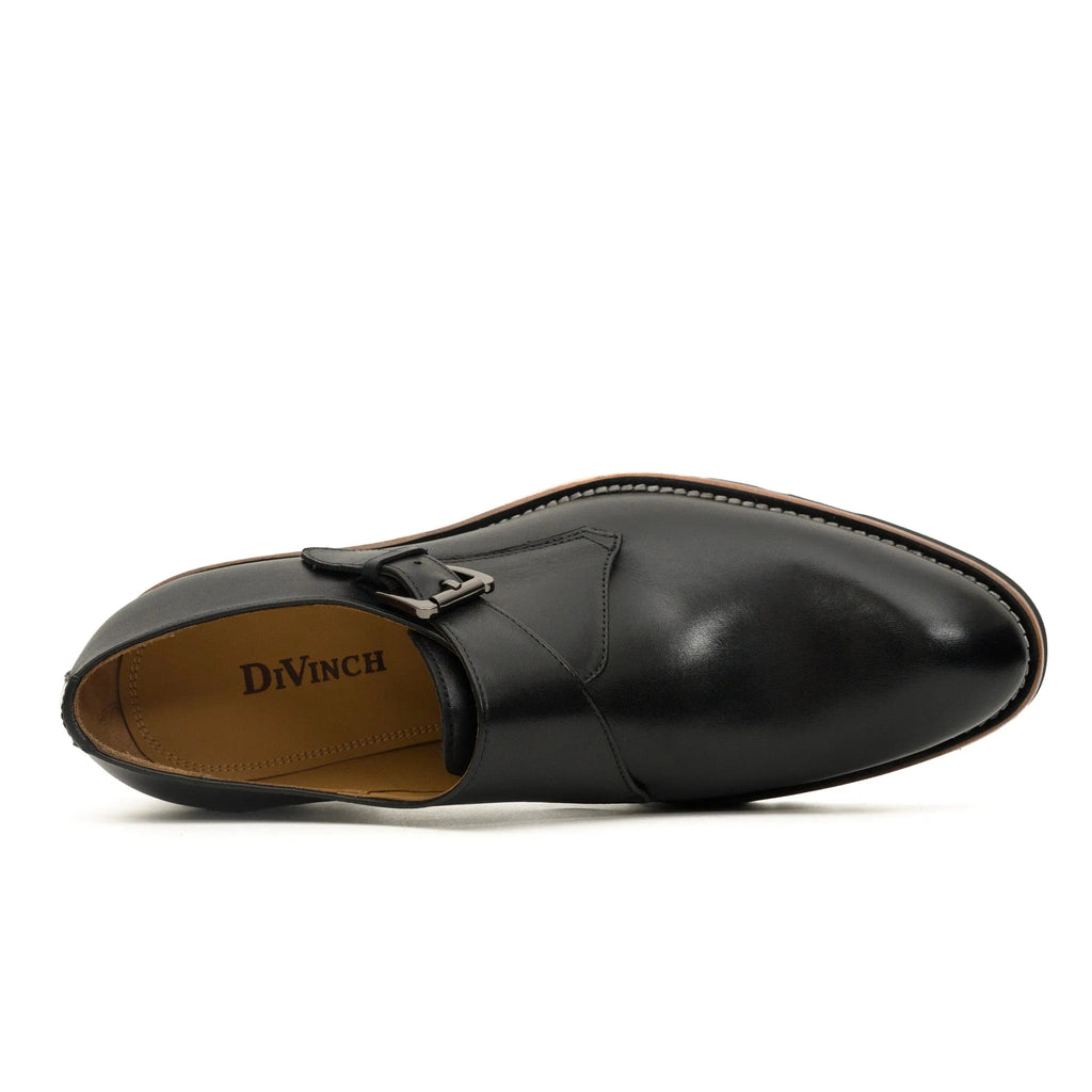 Black Lug Sole Monk Strap Shoes DIVINCH