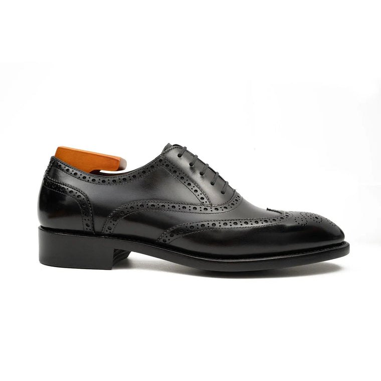 Black Men's Goodyear Welted Brogue Leather Shoes