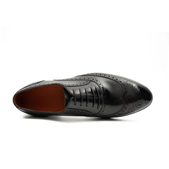 Black Men's Goodyear Welted Brogue Leather Shoes Divinch