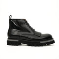 Black Patent Fringe Lug Sole Boots DIVINCH