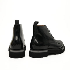 Black Patent Fringe Lug Sole Boots DIVINCH