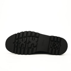 Black Patent Fringe Lug Sole Boots DIVINCH